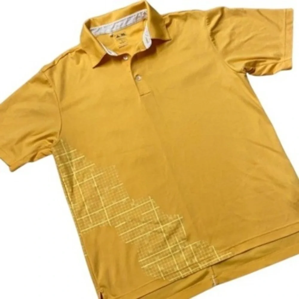Adidas Golf Mens Yellow ClimaCool Short Sleeve Polo‎ Shirt Size Medium